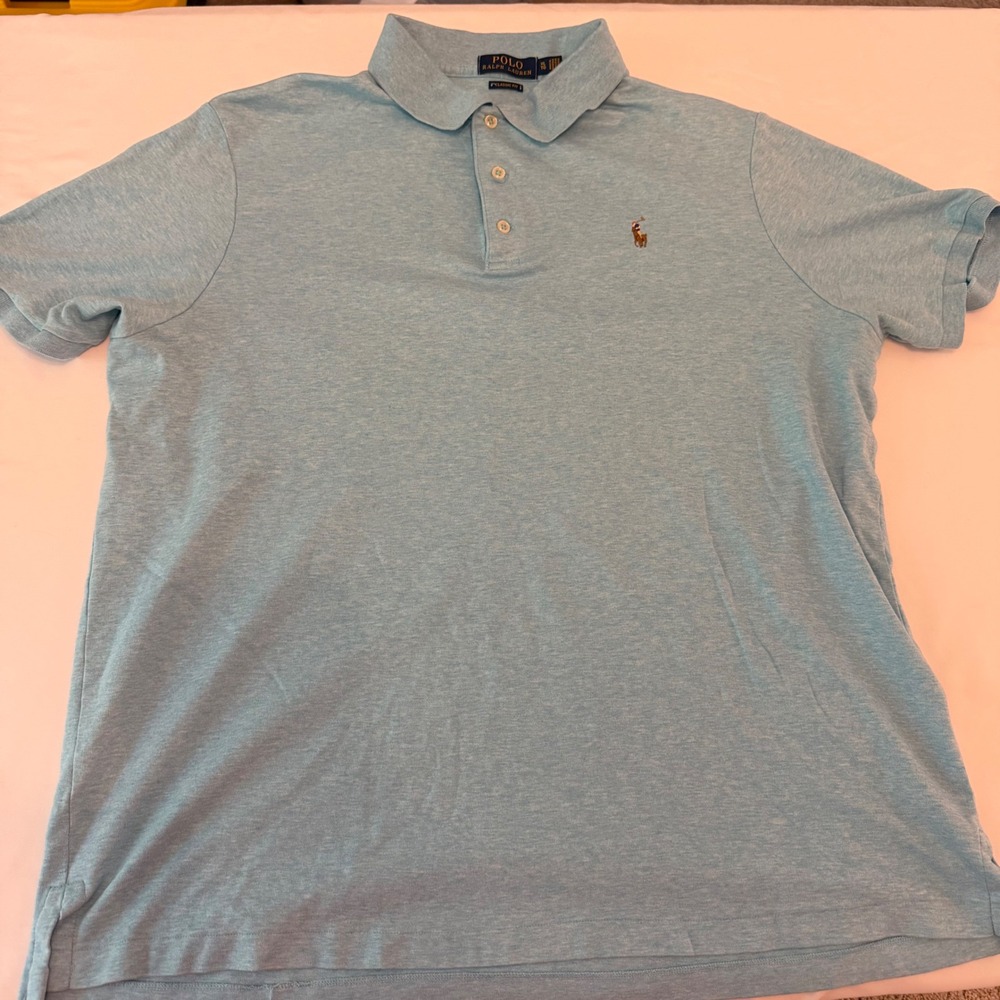 Polo Ralph Lauren Mens XL Classic Fit Light Blue Heather Short Sleeve Polo Shirt